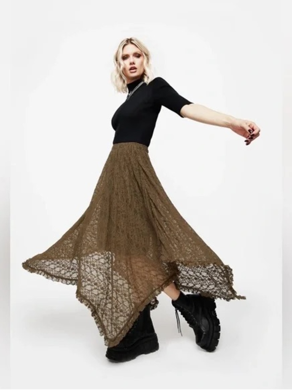 Disturbia Lace Asymmetrical Skirt